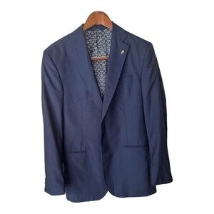 Ted Baker London Endurance Men’s Jay CT Blue Modern Solid Wool Jacket 42L NWOL